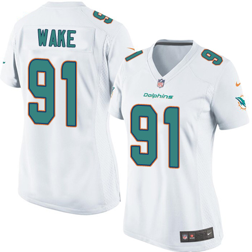 Women's Elite Cameron Wake Nike Jersey White Road - #91 NFL Miami Dolphins